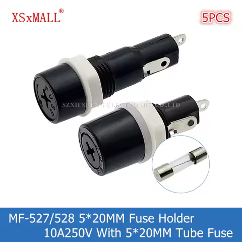 5PCS MF-527 MF-528 5*20MM Fuse Holder 10A250V Panel Mounting High Temperature Resistant Bakelite Fus