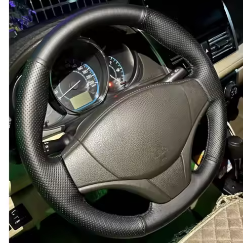 Car Steering Wheel Cover Comfy Breathable Microfiber Leather For Toyota Yaris Vios 2014 2015 2016 St
