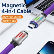 Charging Fast Cable 4-in-1 LED Typec Data Fast Charging Flash Magnetic Rainbow Fast