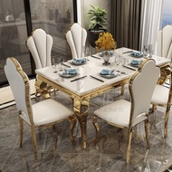 Luxury Marble Dining Table 8 Seater Rectangular Dining Table Modern Minimalist Set Meja Makan Mewah 