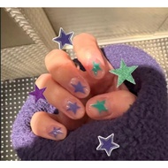 Hand-painted stars simple and cute short nails, handmade wearable nails