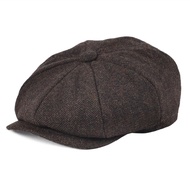 BOTVELA 50 Wool Tweed Newsboy Cap for Men Women Herringbone 8 Panel Apple Caps Cabbies Hat Woolen He