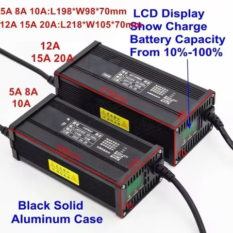 60V 5A 8A 10A 12A 15A 20A cargador 67.2V 71.4V 73V 75.6V li ion lipo lifepo4 GEL AGM dry liquid batt