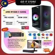 OFFICE PC SET AMD RADEON VEGA 8 RYZEN 3 3200G BUDGET PC SET 3 YEARS WARRANTY