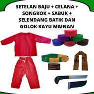 SETELAN BAJU PANGSI ANAK PAKAIAN ADAT BETAWI PAKET LENGKAP DAPAT PECI SELENDANG BATIK DAN SABUK HABI