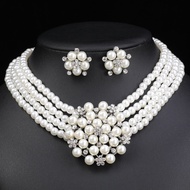 Women's Daily Jewellery Set Pearl Necklace Earrings Set Wedding Party Jewellery Set Jewellery