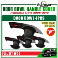 Door Bowl Handle Cover Perodua Myvi 2005 - 2010 Protector Guard Chrome Carbon Black Accessories