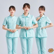 【Ready Stock】❀ baju scrub medical Nurse's uniform ,round neck ,summer short-sleeved female split suit ,thin style ,fruit green ,nursing month sister-in-law ,dental cavity