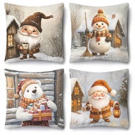 4ack Christmas Throw Pillow Covers, 17.7x17.7 Inches, Contemporary Style, Hand Washed, Printed Santa