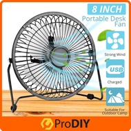 USB 8 INCH Desk Fan Extra Strong Wind Portable Large Tabletop Adjustable Angle Mini Metal USB Fan Ki