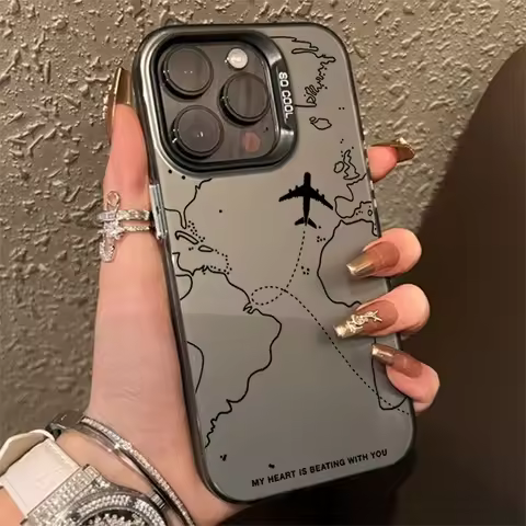 Travel-Inspired Airplane Route Design TPU Basic Case for iPhone 17 16 15 Pro Max 16E 14 13 12 11 7 8