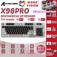 ATTACK SHARK X98Pro Wireless Mechanical Gaming Keyboard Tri-mode Bluetooth USB RGB LED Light Color S