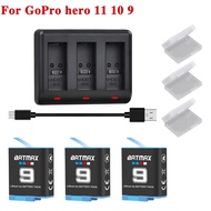 1780mAh Batmax Battery for GoPro 9 Li-ion Battery Hero 10 11   LED Smart 3-Slots Charger for Go Pro Hero 9 Accessories pdhu55