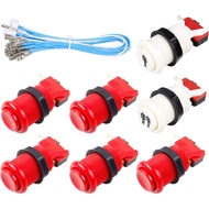 7X Butang Arked 30mm Jenis Happ Butang Tekan Standard dengan Kabel Butang 20cm untuk Joystick Arked 