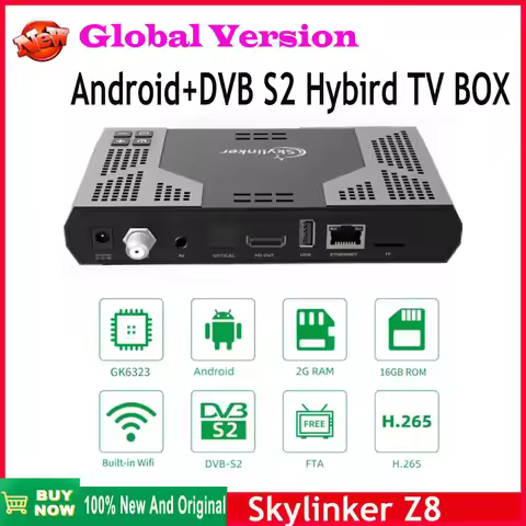 4k Hybrid TV box Skylinker Z8 Android 2GB 16GB 5G Wifi Streaming OTT+H.265 DVB-S2 FTA Decoder Digita