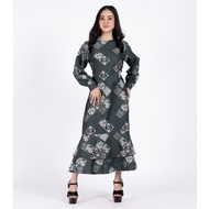 BATIK TRUSMI Dress Batik Wanita Gamis Batik Mega Mendung Kombinasi