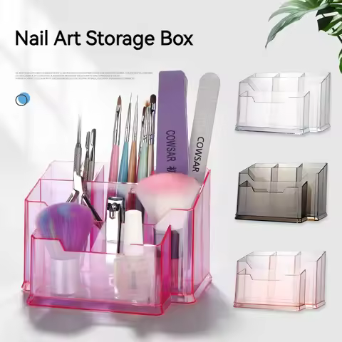 Nail Art Organizer Plastic Gel Polish Remover Cleaning Cotton Pad Swab Storage Box Nail Polish Conta