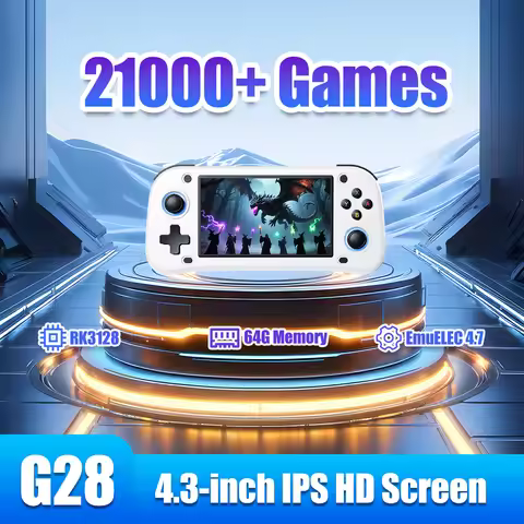 New 64G G28 Handheld Retro Game Console EmuELEC 4.7 OS Portable Game Player with 21000+ Games for PS