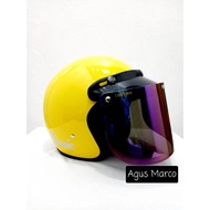 Helm bogo classic kuning glosy retro seperti helm cargloss jpn half face