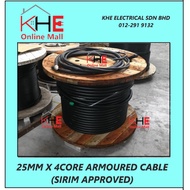 #SELL PER METER# MEGA 25MM X 4CORE ARMOURED CABLE (SIRIM APPROVED)