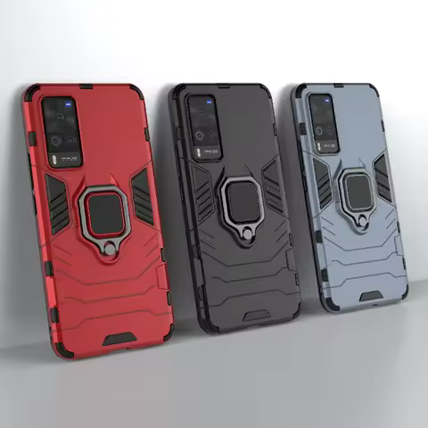For VIVO X60 Pro X50 IQ007 V20se Y31 Y51 Y52S Y73S Y70S S7 V19 Plastic Shockproof Back Case Ring Hol