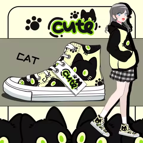 Amy and Michael New Original Design Hand Painted Canvas Shoes Cute Girls Students Flat Casual Sneake
