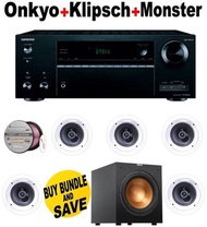 Onkyo TX-NR656 7.2-Channel Network A/V Receiver + 5 Klipsch - R1800C + Klipsch - R10SW + Monster...