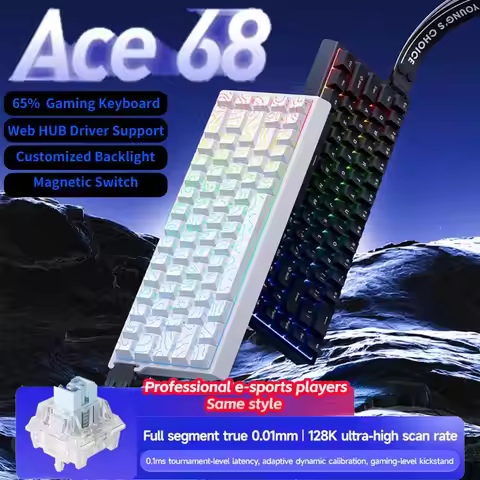 New ACE68 Wired Magnetic Keyboard ACE60 Pro Mechanical Keyboard 0.01mm RapidTrigg 8000Hz SOCD/Rs 0.1