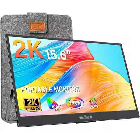 15.6 2K QHD Portable Monitor with 100% sRGB, Adjustable Stand, USB-C & HDMI for Laptop, Gaming Conso