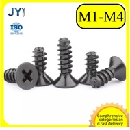 KB cross countersunk head flat tail self-tapping black carbon steel toy screw, electrical screw M1-M