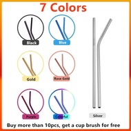 1pc Colorful Metal 304 Stainless Steel Drinking Straw Drink Cleaning Brush Party