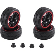 【WVH】-4Pcs 12mm Hex Wheel Rims & OD 2.59Inch Rubber Tires for RC 1/10 On-Road Touring Car