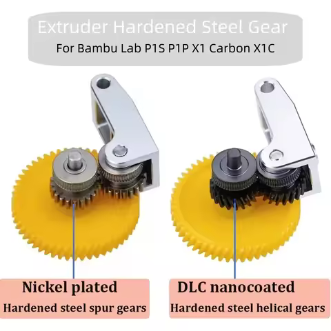 Upgrade Hardened Steel Extruder Gear Assembly For Bambu Lab P1S P1P X1 Carbon X1C 3D Printer Nickel 