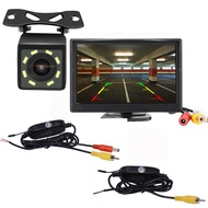 CCD Backup 5 Inch Monitor HD Night Vision Wireless Rear View Wide Angle Reverse Parking Car Camera