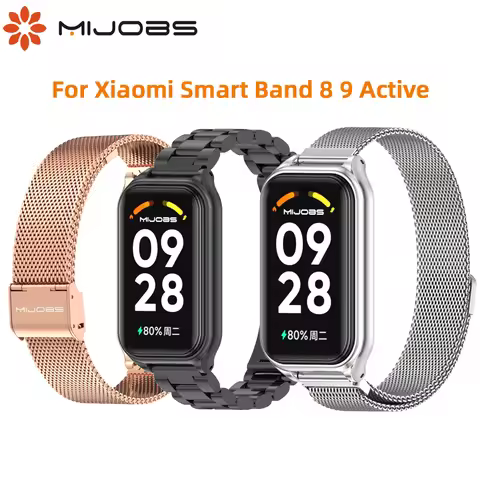 Strap For Xiaomi Mi Band 8 9 Active Bracelet for Xiaomi Smart Band 8 Active Stainless Steel Metal Wa