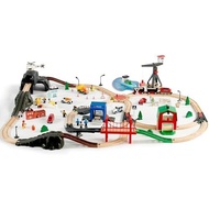 153pcs Wooden Train Set, Toy Train for Boys 6 Themed Scenarios Wooden Train Track Toddlers Kids