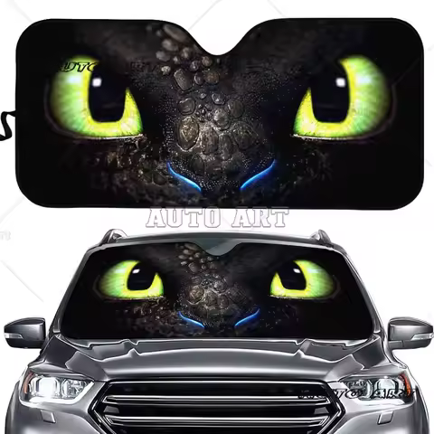 Train Your Dragon Eyes 3D Pattern Auto UV and Heat Front Windshield Sunshade Durable Car Windshield 