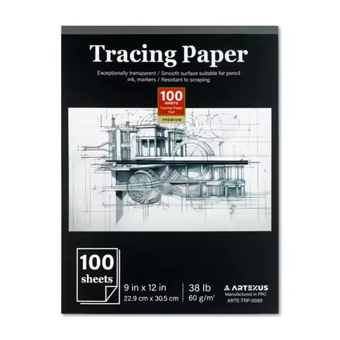 Tracing Paper for Drawing, 9 X 12'' Tracing Paper Pad, 100 Sheets Transparent Vellum Paper for Traci