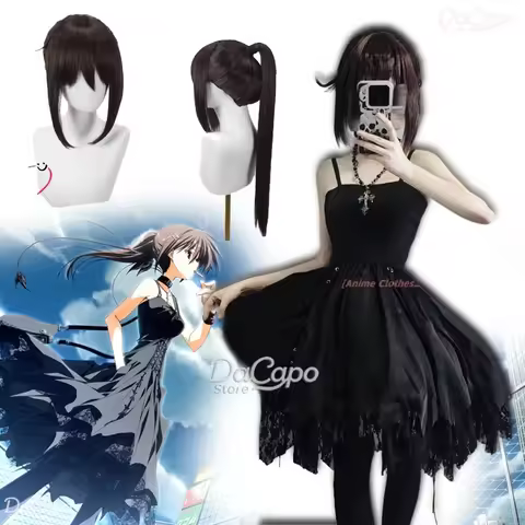 Minakami Yuki Cosplay Costumes Yuki-nee Wig Game Black Dress Subarashiki Hibi Wonderful Everyday Hal