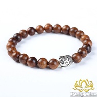 Vòng Tay Gỗ Hồng Mộc Cao Cấp Mix Đức Phật A Di Đà Bạc Tây Tạng 8mm