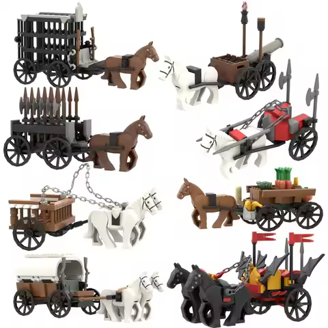 Building blocks MOC carriage Medieval chariot paddy wagon Military weapons accessories weapons assem