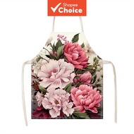 3D  Apron Linen dengan Corak 3D Rose Berwarna-warni
