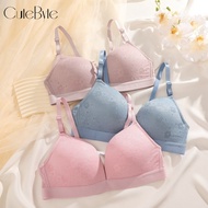 CuteByte Push Up Bra for Woman Wireless Beautiful Back Lace Soft Brassiere Padded Bra No-wire Underwear Plus Size