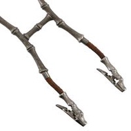 二手愛馬仕竹項鍊，皮革和金屬，銀色/棕色，約 32 克，女士