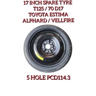 Spare Tyre/Tire/Tayar Ganti 17 Inch Inci 5Hole PCD114.3 (T125/70 D17) Toyota Vellfire Estima Spare T