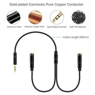 Wkfd- Costa Splitter Connector Cable Dual Mic Cable Trs Mic+Mic Camera,Pc