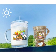 Usagyuuun lolita glass cup with handle and straw lid 140ml 400ml C29U30 cute cartoon