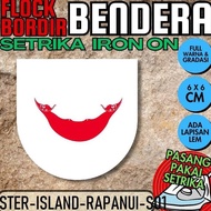~~~] IRON-ON Emblem Badge Patch IRON-ON Flock FLAG EMBROIDERY State - EASTER ISLAND EASTER ISLAND IS