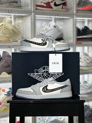 Nike AJ1 Dior聯名低幫白灰配色 男女同款 全新未穿 意大利小牛皮 四季適用