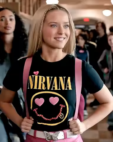 2026 Elle Woods Same T-shirt Nirvana Retro Graphic T-shirt Summer Fashion Pure cotton Men's T-Shirt 